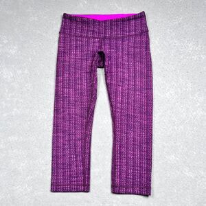 Lululemon Wunder Under Leggings 6 Plum Cropped Textured in Ziggy Wee September